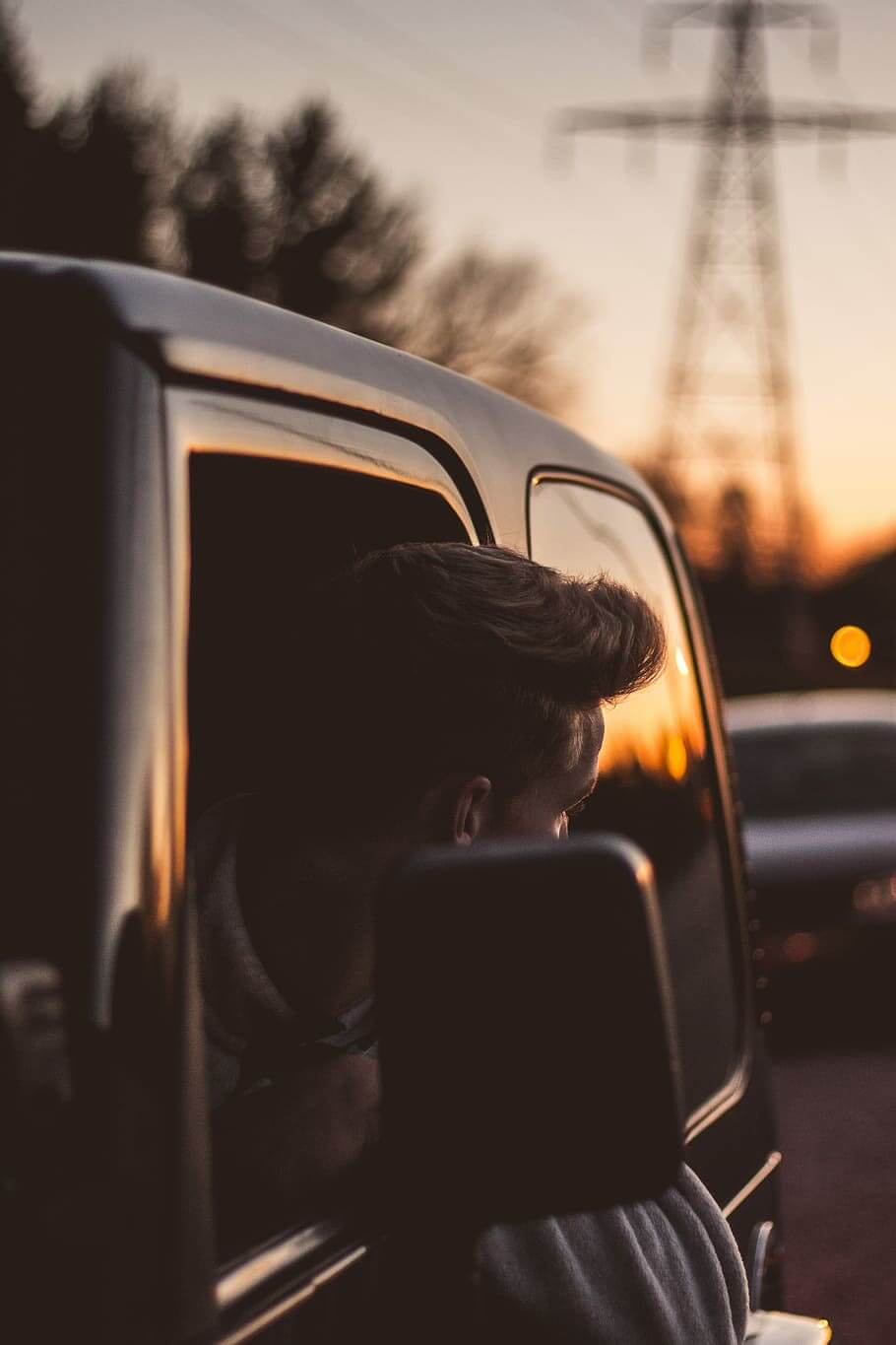man car sunset image